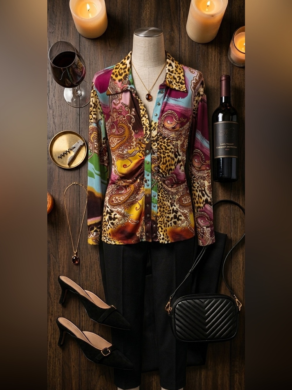 Max and Rina Paisley Leopard Print hidden zipper Blouse